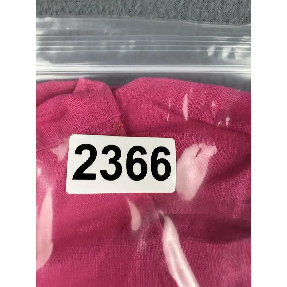 NWT The Drop Womens Nala Hot Pink 100% Linen Mini Dress Puff Sleeve Smocked 2x